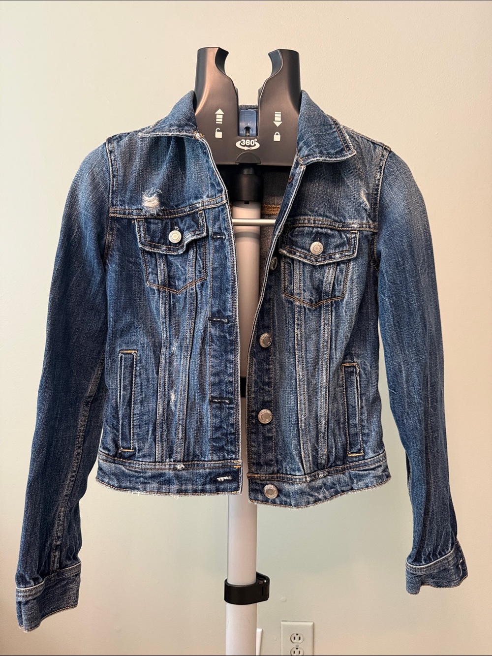American Eagle Outfitters Distressed Blue Denim Jacket